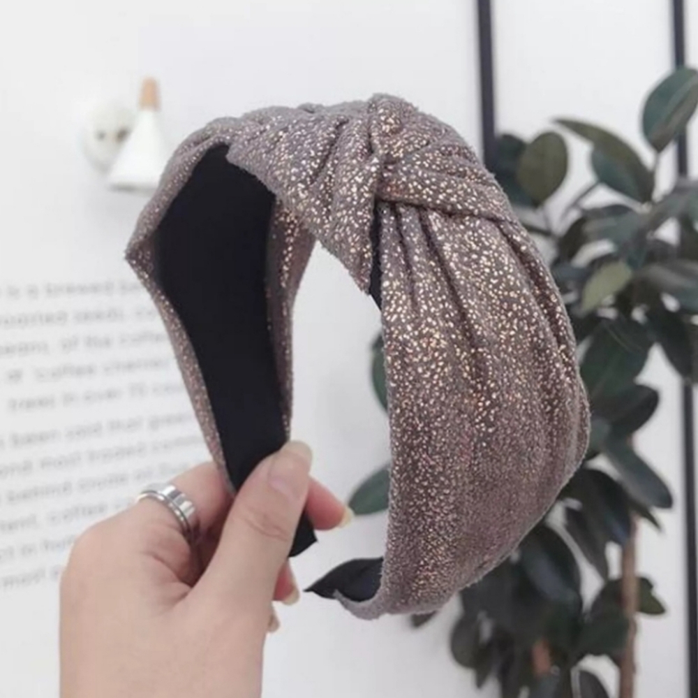Melody Sparkly Topknot Headband - Gray